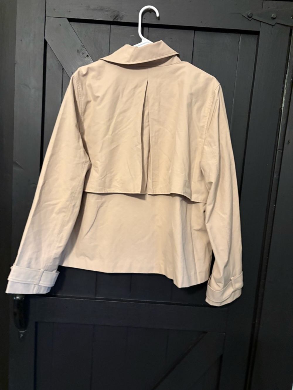 The Drop Women's Beige Cropped Double-Breasted Trench Coat - Picture 3 of 4